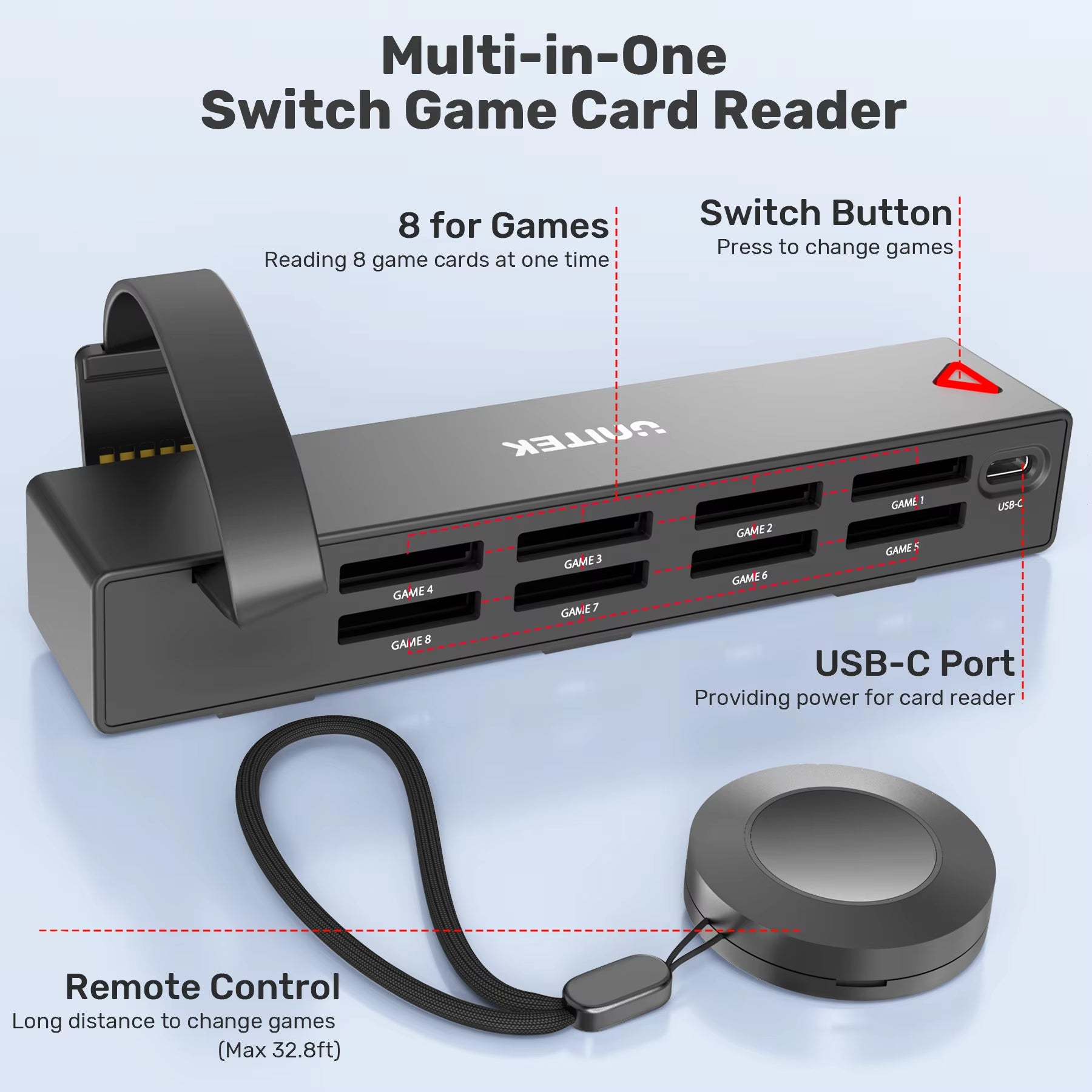 For Nintendo Switch OLED Game Switcher One-Key Fast Switching Multi Gaming Card Reader 5M Wireless Control NS Accessories